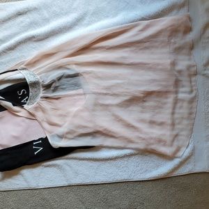 Vintage Victoria's Secret Nightie in Blush w/Bling at Neckline Halter + VS Bag